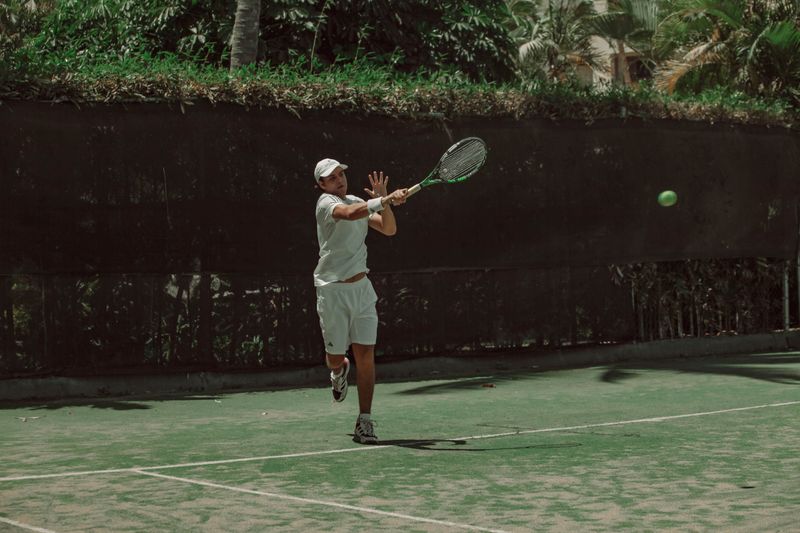 Tennis player hitting a forehand
