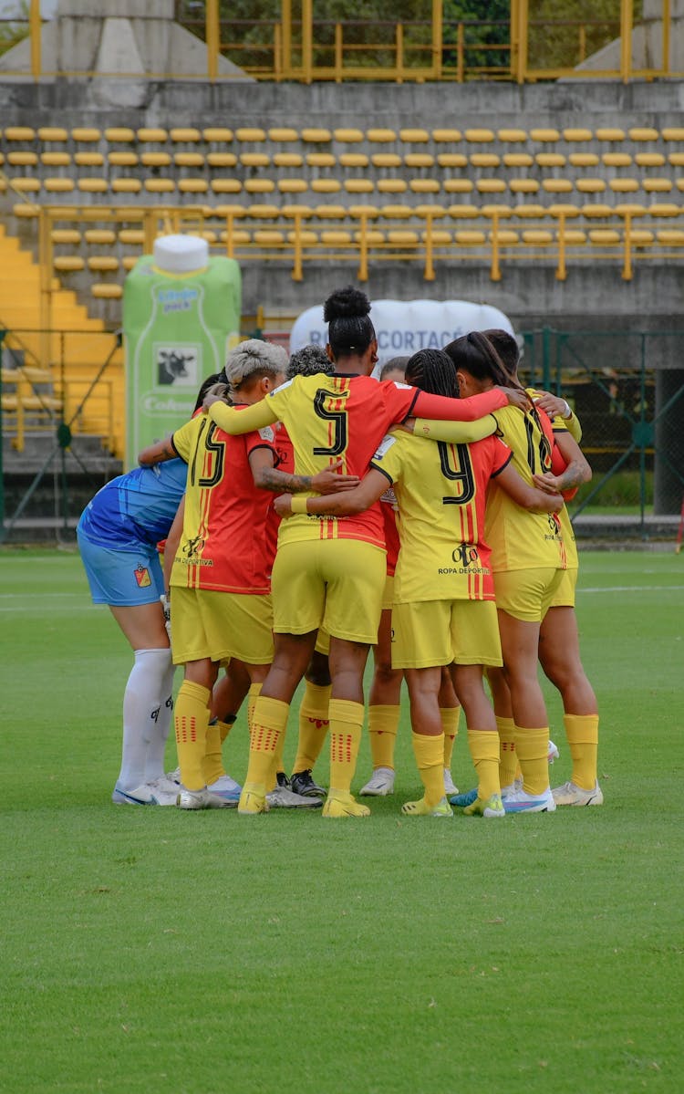 Female Soccer Team During A Match 