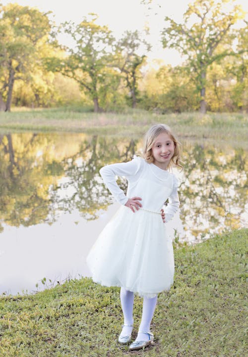 Free Portrait of a Girl in a White Dress Stock Photo