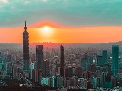 Scenic Cityscpae of Taipei at Sunset