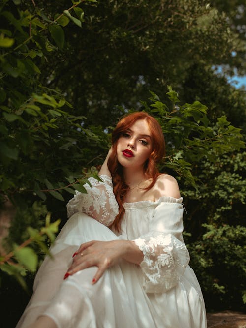 Redhead Woman in Wedding Dress