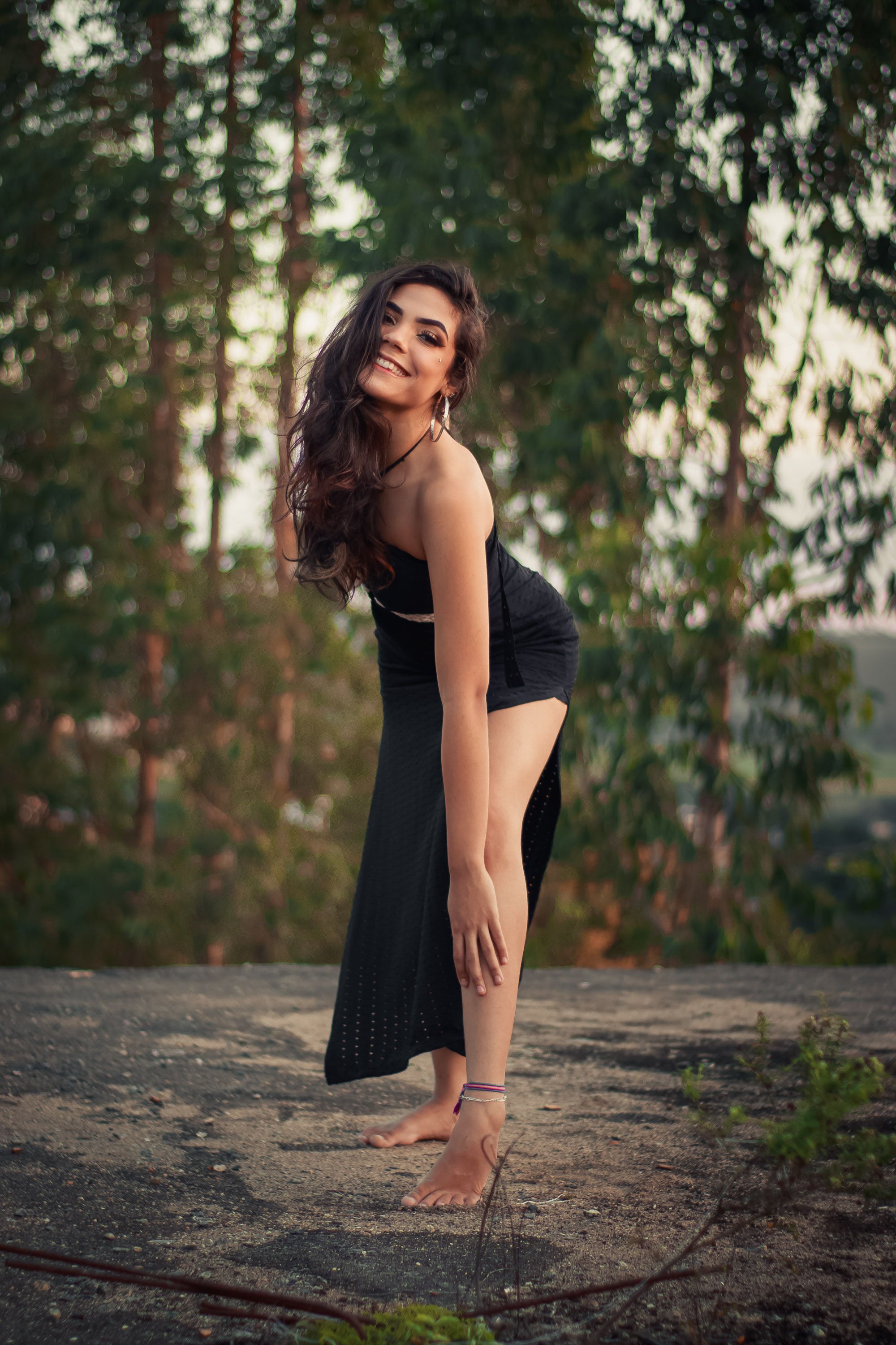 Smiling Woman in Black Dress · Free Stock Photo