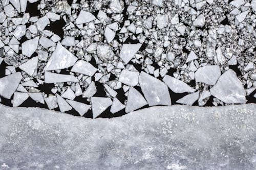 Broken Pieces of Ice on a Lake