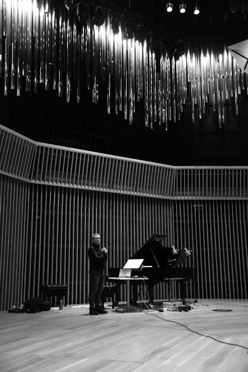 Darmowe zdjęcie z galerii z czarno-biały, etap, fortepian