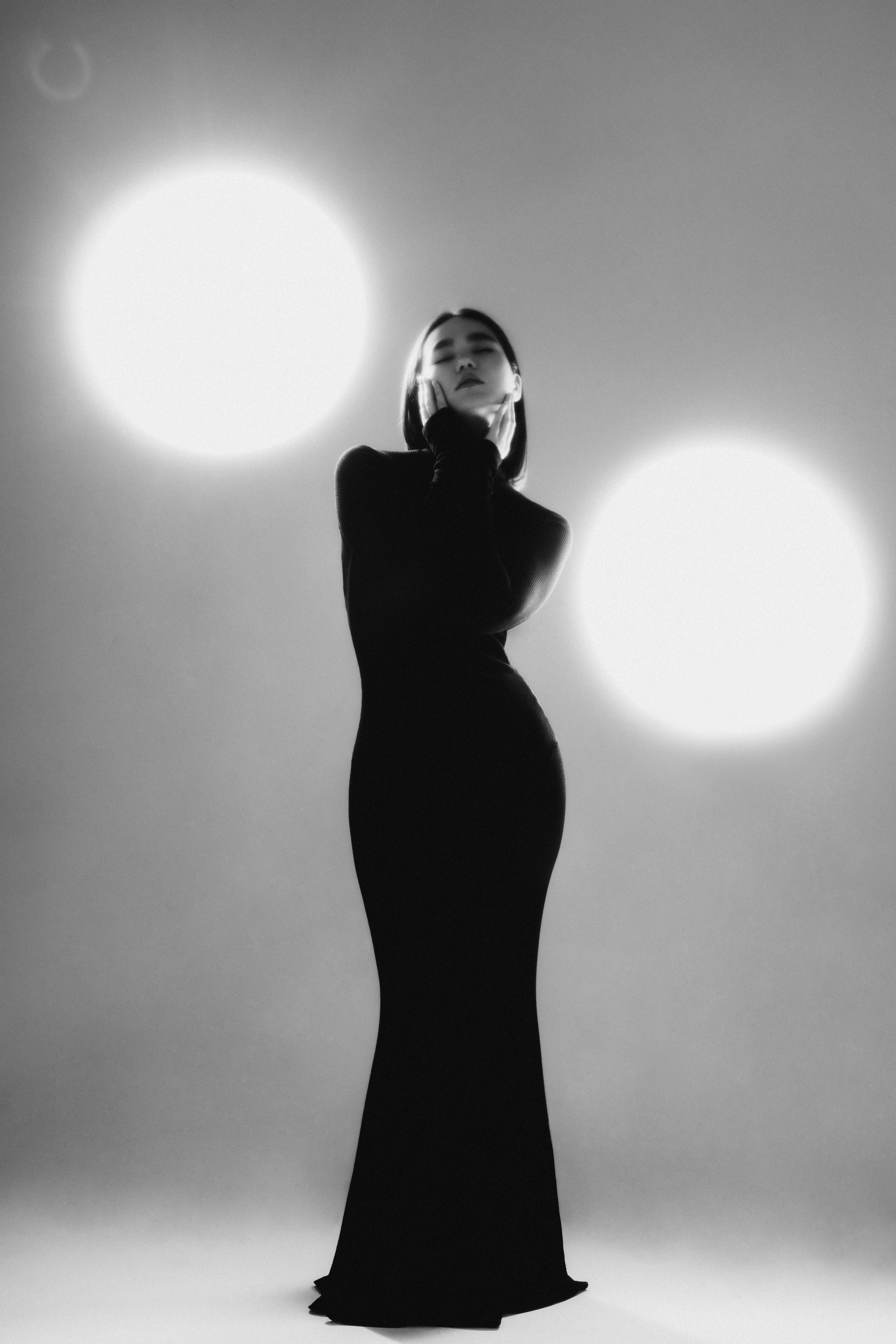 Model in Long Black Dress  Free Stock Photo