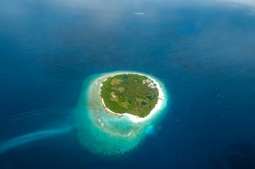 Aerial View of Island out on Sea