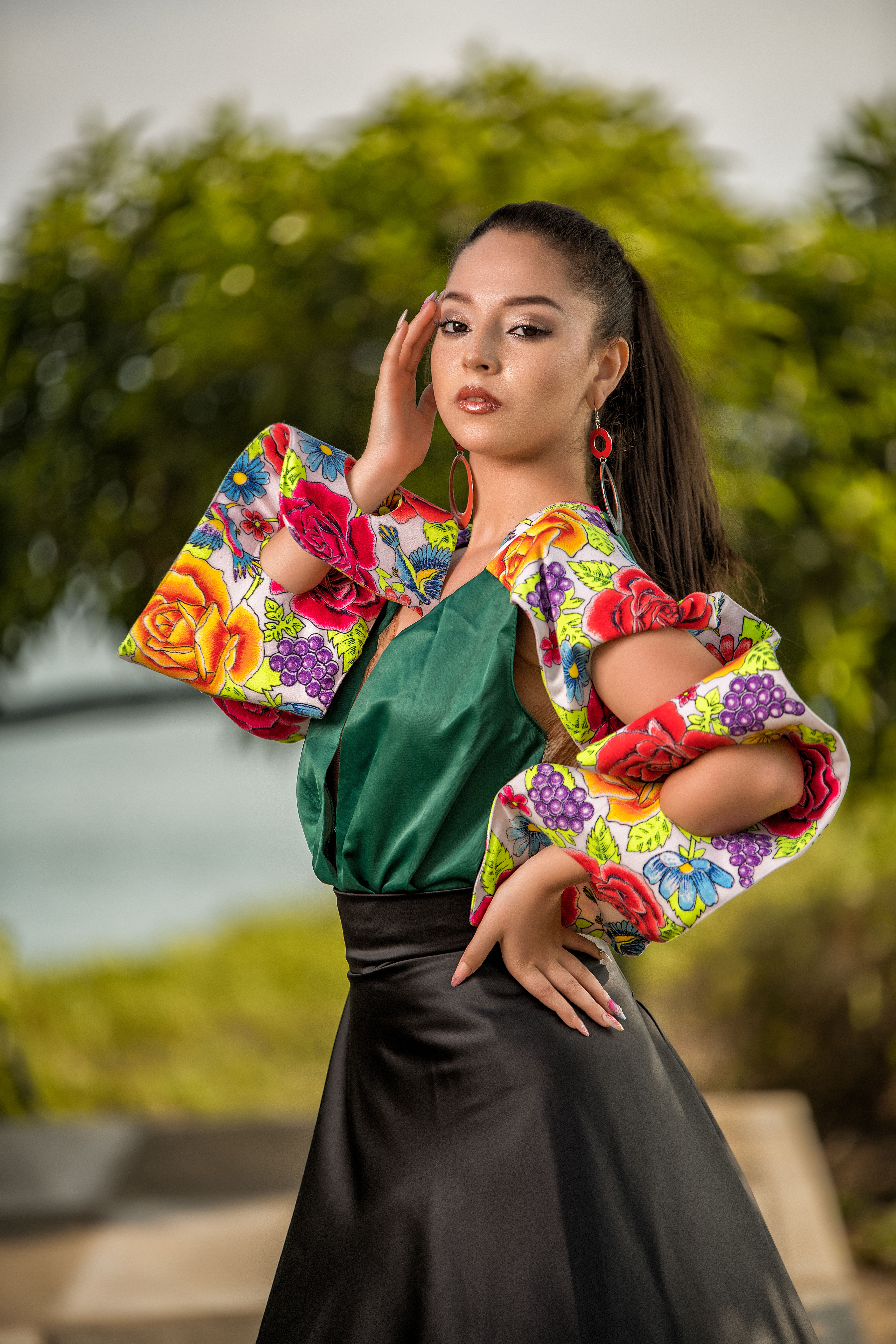 Blusa Ciganinha Floral Verde