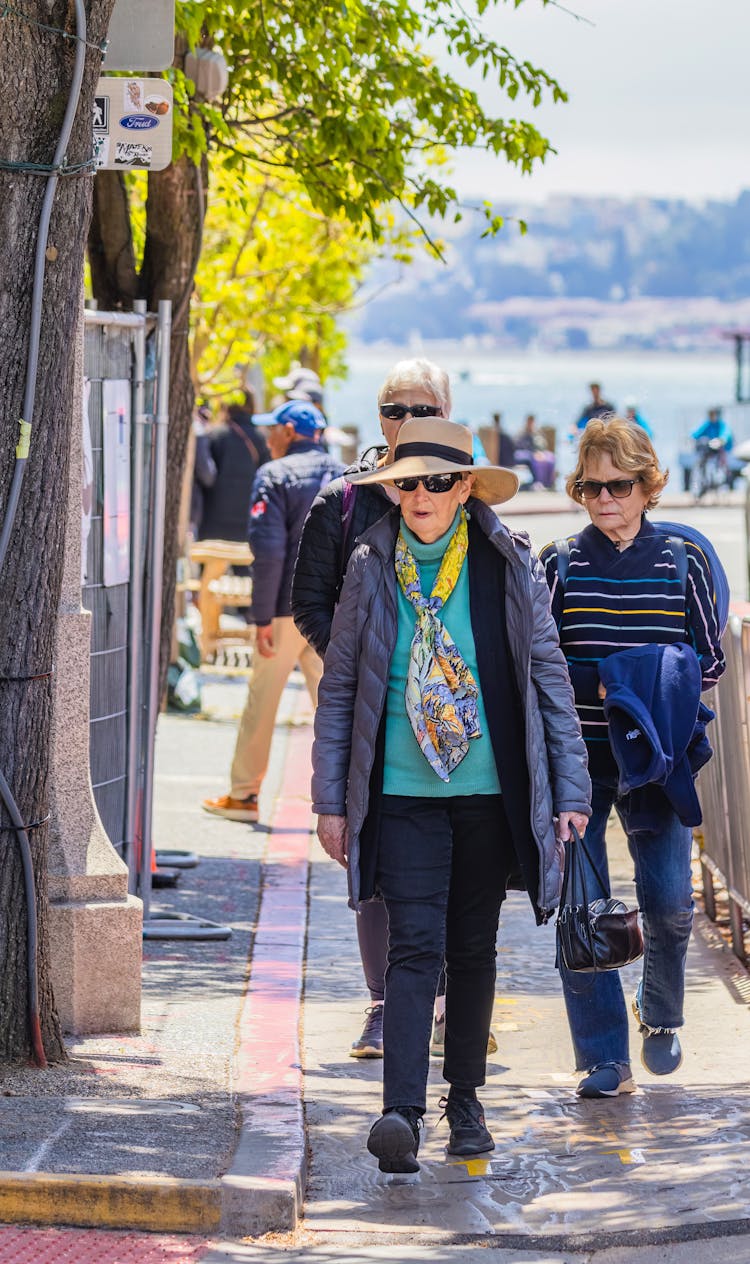 Senior Tourists Walking In A Resort