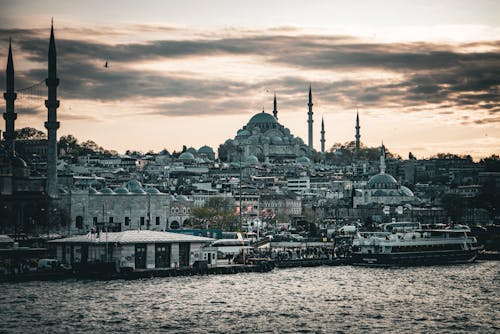 Skyline of Istanbul with the View of the Suleymaniye Mosque at Sunset 