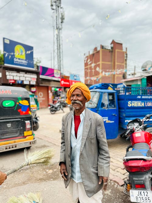 Elderly Man in Turban and Suit