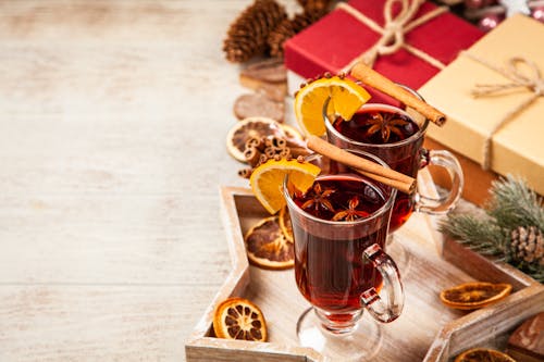 Two Clear Glass Footed Mugs 