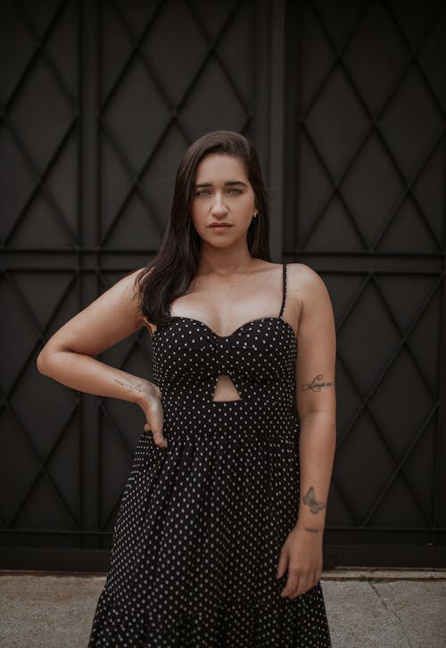 Brunette in Polka Dot Dress