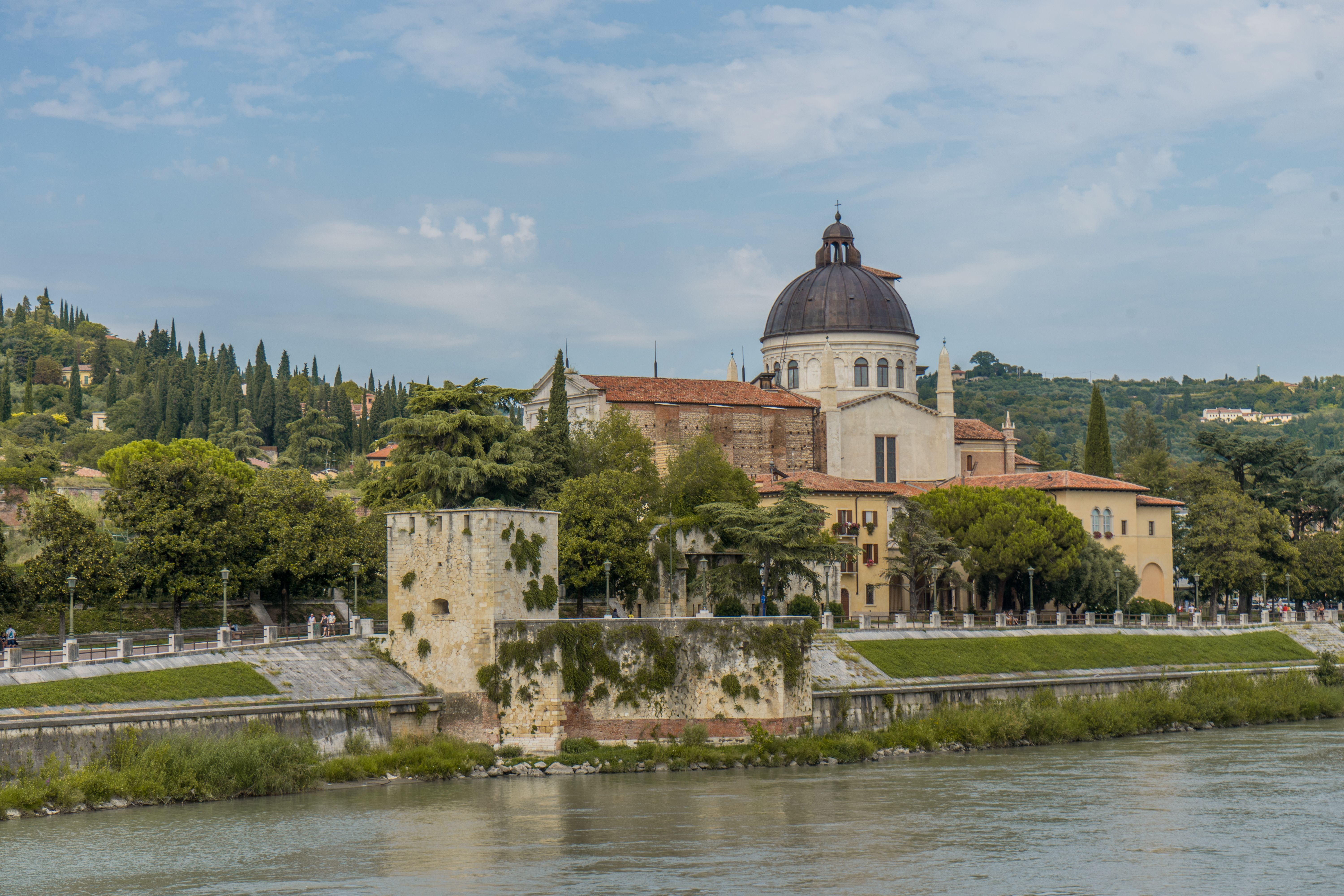 View of San Giorgio in Braida church, capturing traditional architecture in Verona, Italy.