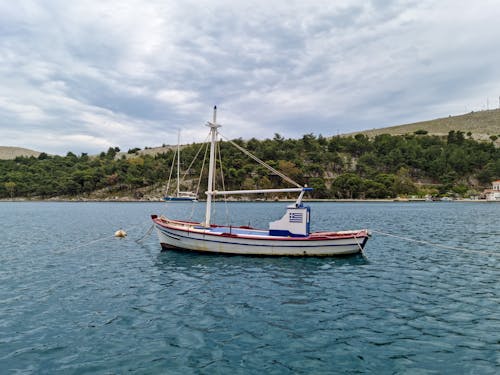 Photos gratuites de arbres, bateau de pêche, colline