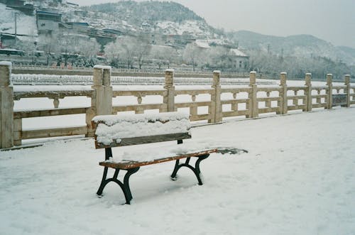 Bench by the Street in Winter