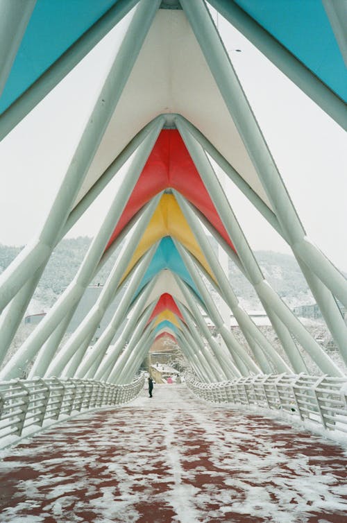 Man Standing on a Bridge in Winter 