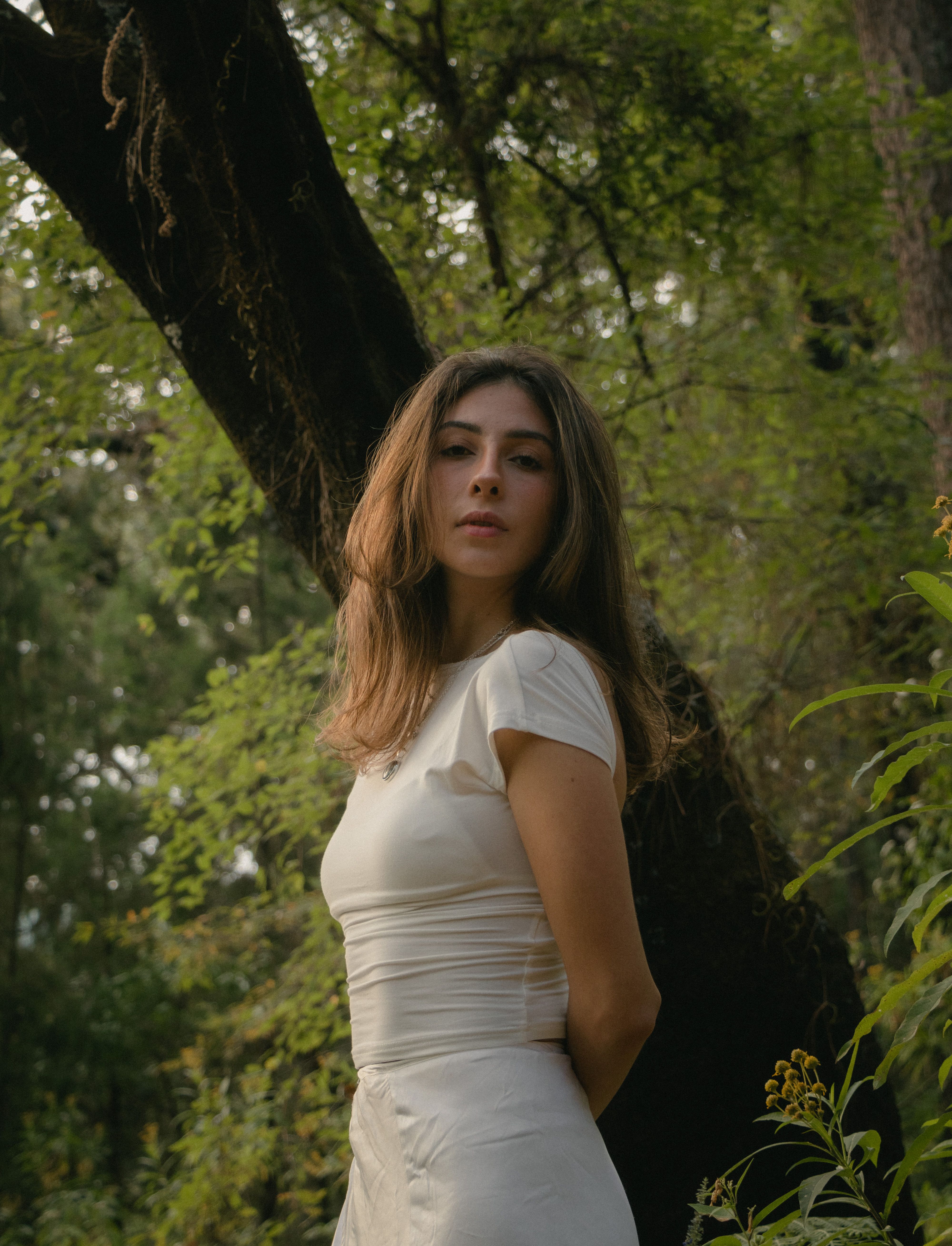 Woman in White Clothes Standing near Tree · Free Stock Photo