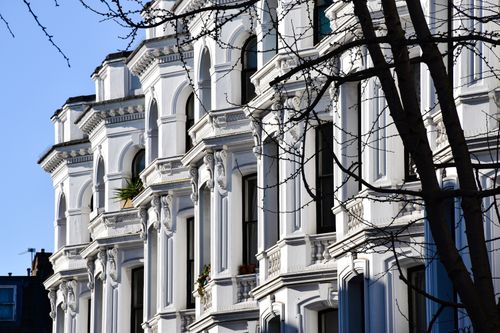 Free Beautiful Victorian row houses with ornamental details in London, UK. Stock Photo