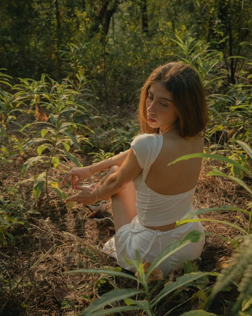 Immagine gratuita di alberi, capelli castani, donna