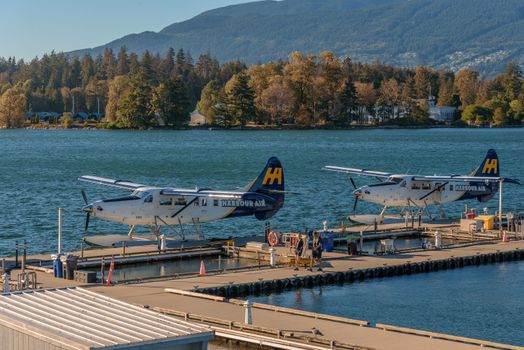 Hydroplanes by Pier on Lake