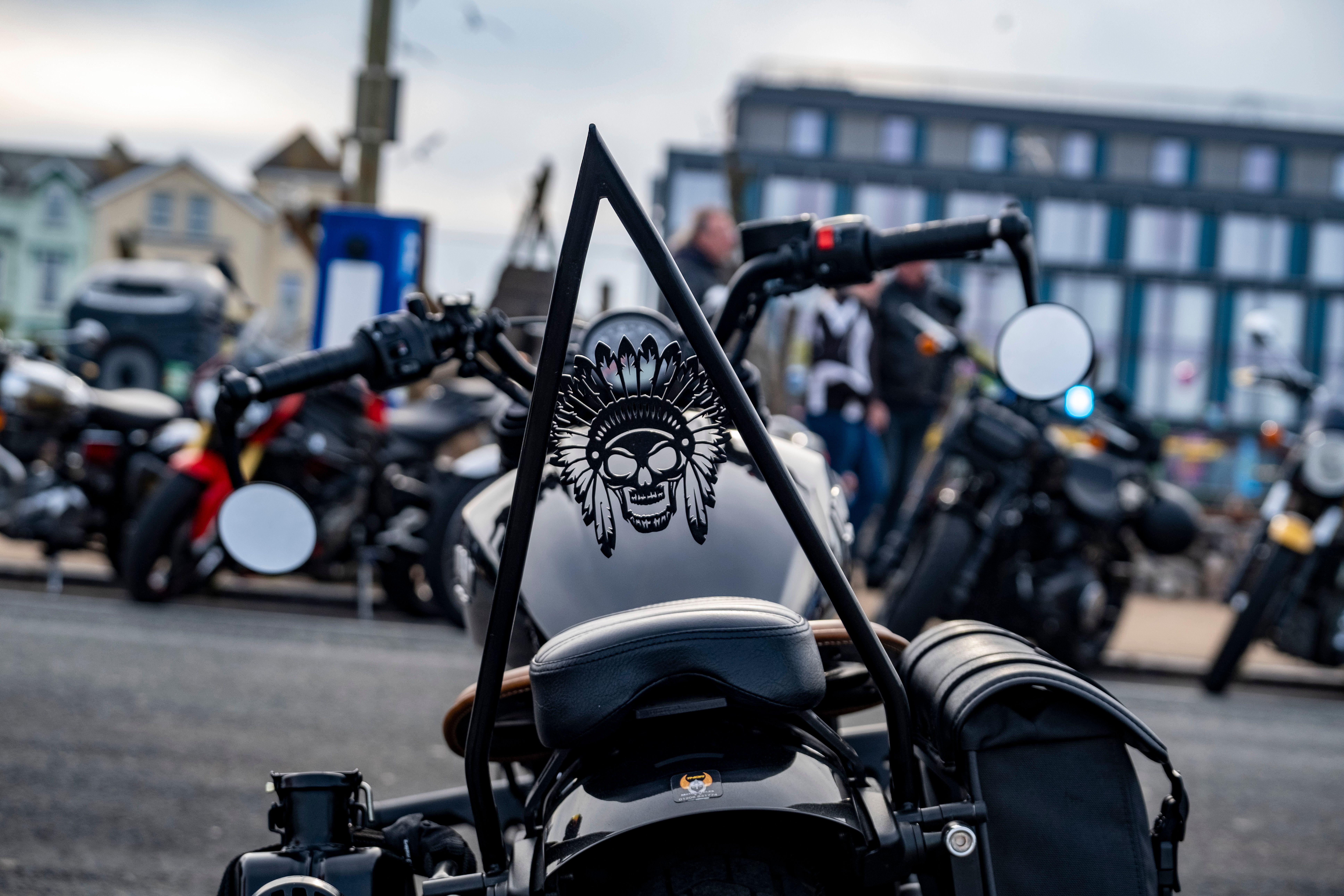 A collection of motorcycles parked outdoors in Paignton, highlighting biker lifestyle.