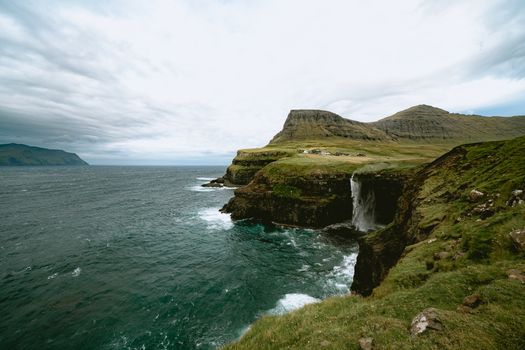 Gásadalur waterfall and village — Faroe Islands