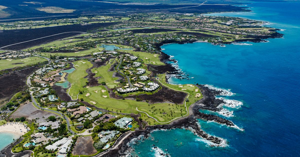 Stunning aerial view capturing Waimea's coastline and scenic landscape in Hawaii.