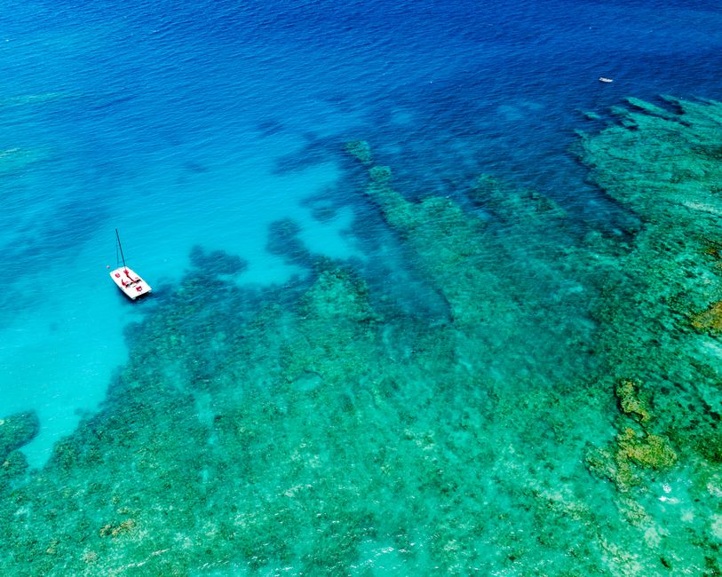 Breathtaking Daysail-6hr-Every Thursday-Road Town to Norman Island Review 2026 - Stunning aerial shot of a yacht anchored in crystal clear waters of Waimea Bay, Hawaii.