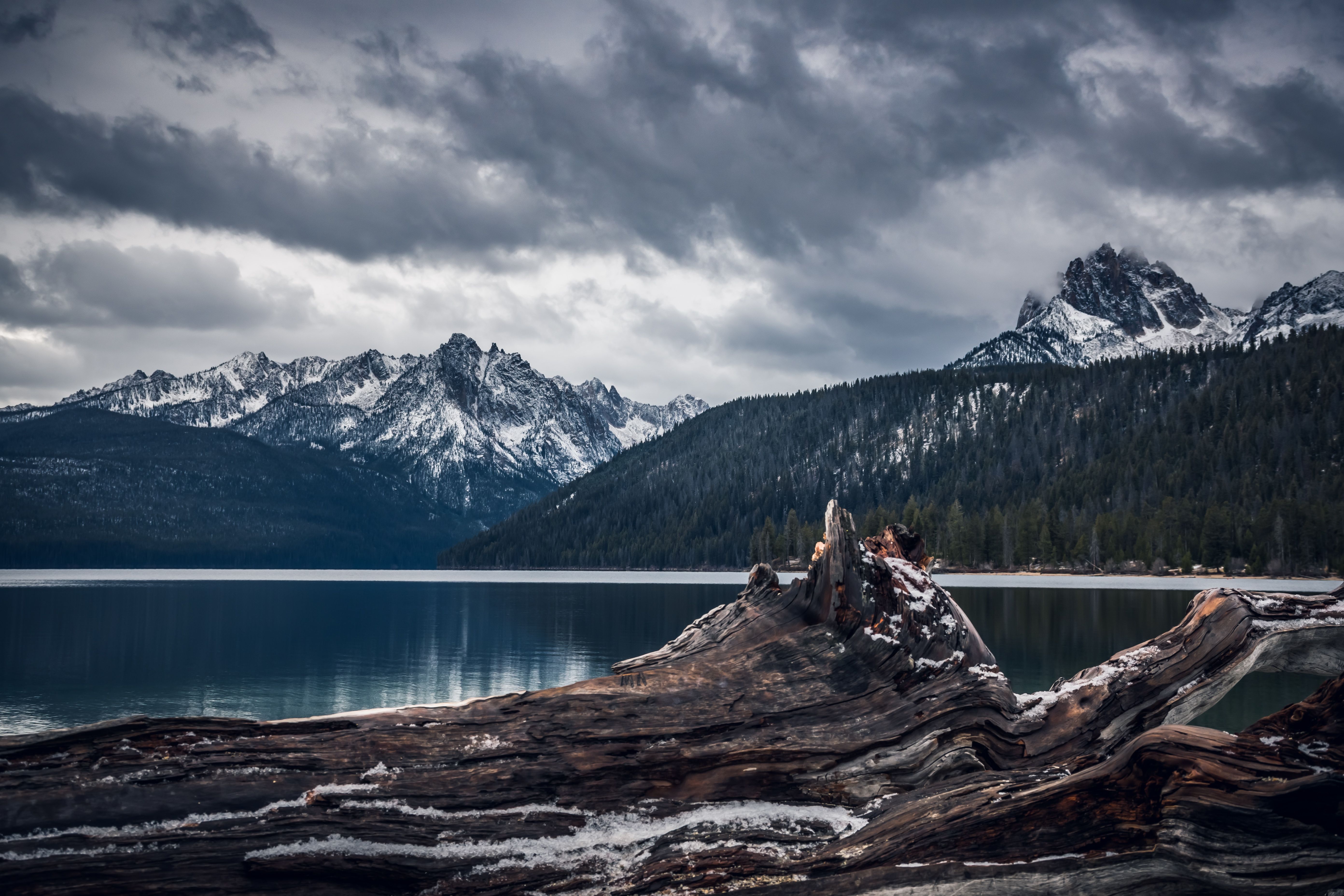 Redfish Lake with Sawtooth peaks behind it