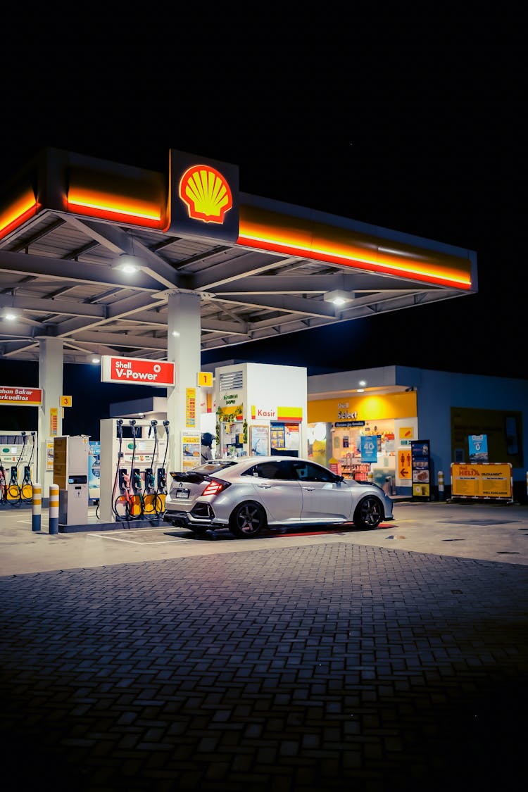 Shell Gas Station By Night