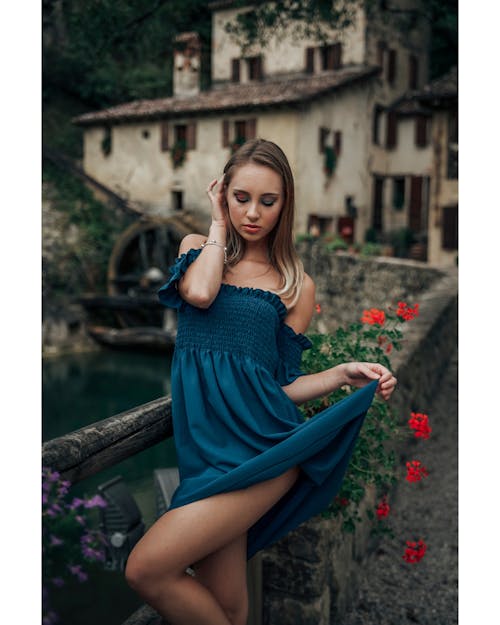 Woman in Blue Dress