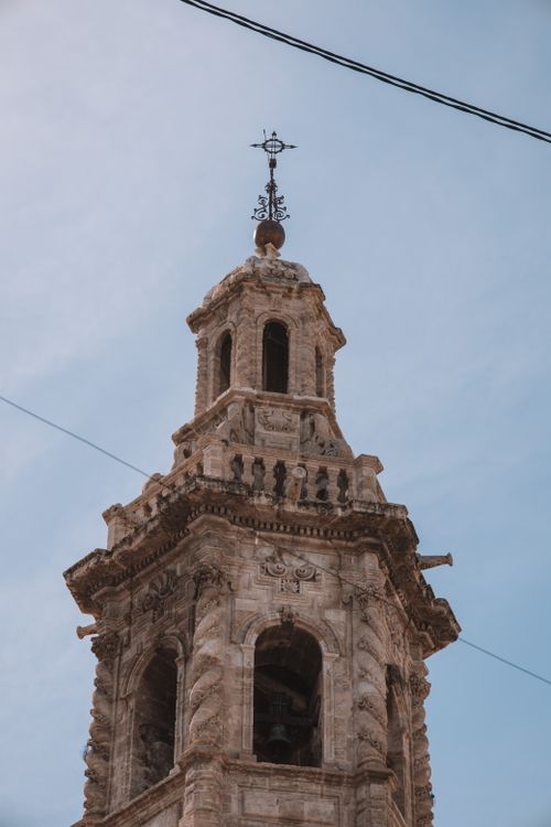 Free Captivating low-angle view of Santa Caterina church tower in Valencia, Spain. Stock Photo