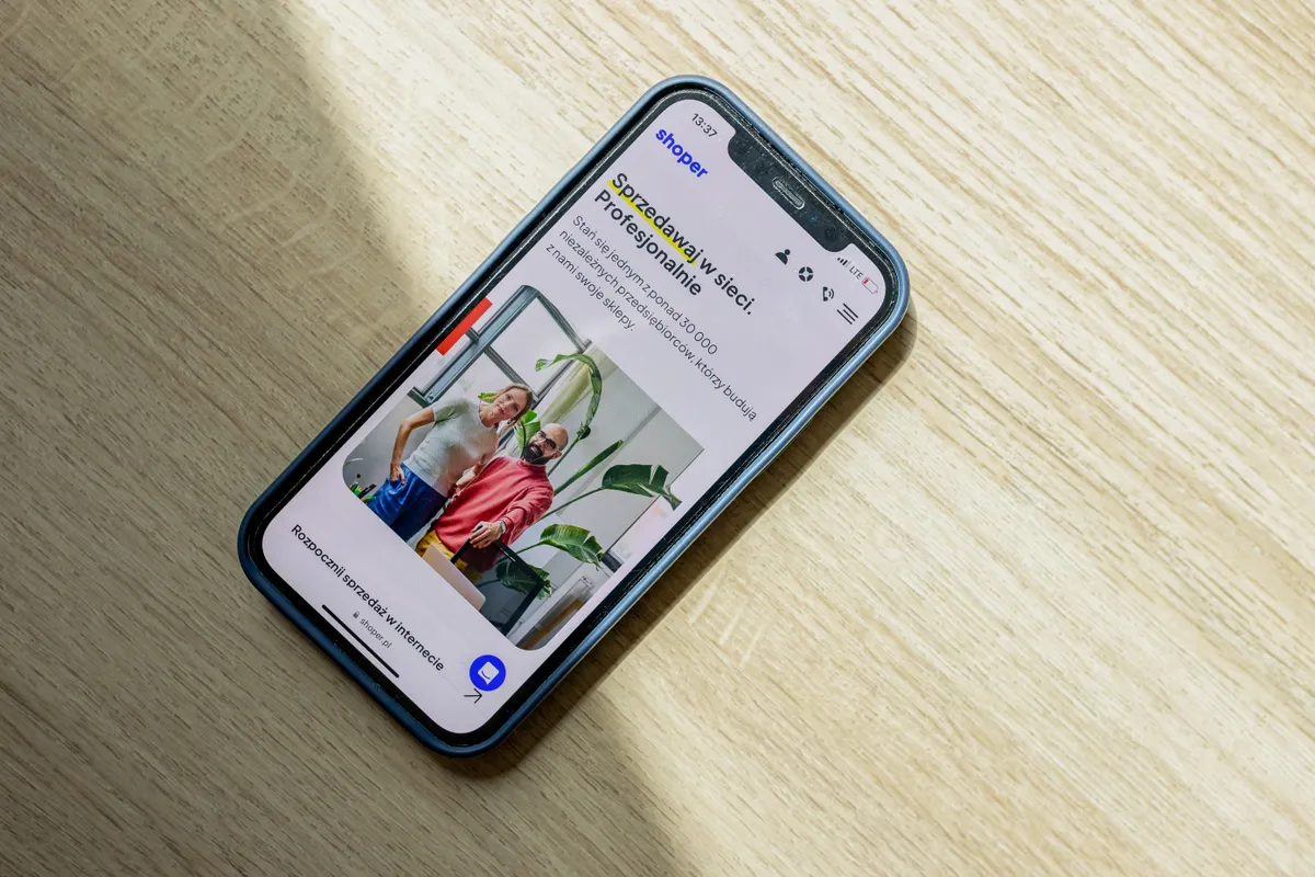 Shopper app displaying online store, showcasing e-commerce on a mobile device.