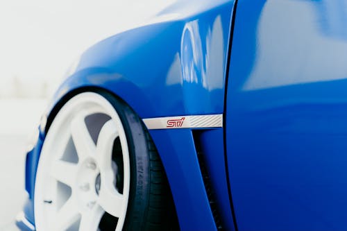 Close up of Side of Blue Car