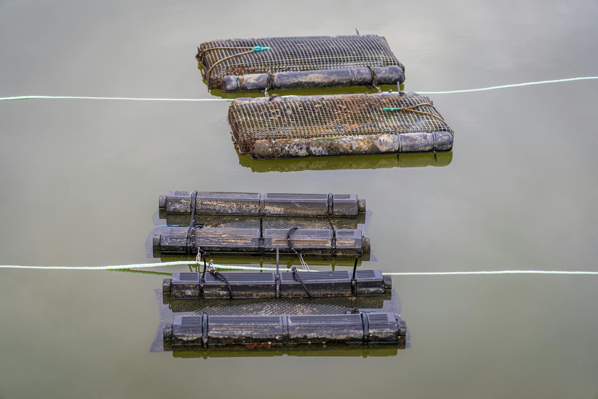 Drone Shot of Oyster Farms