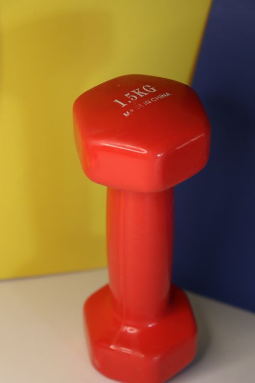 Free stock photo of blue and yellow, dumbbell, fitness Stock Photo