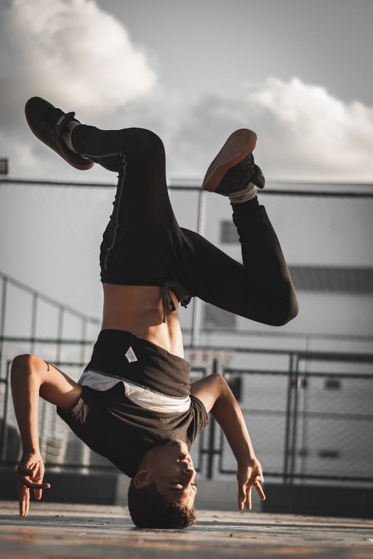 Man Breakdancing On Head