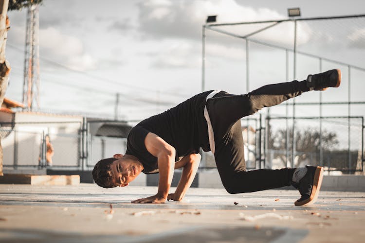 Man Breakdancing And Posing