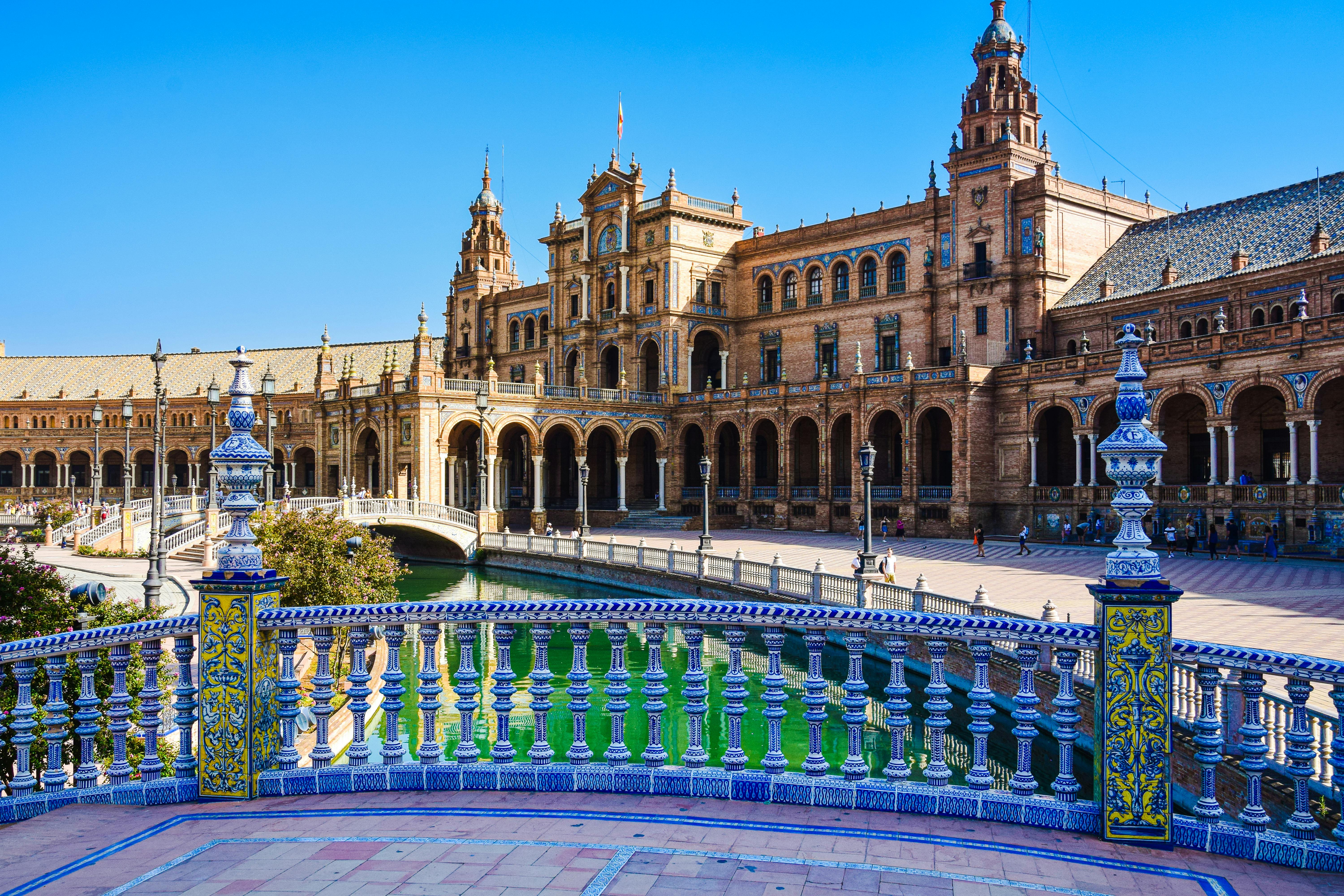 panorama of plaza de espana seville spain