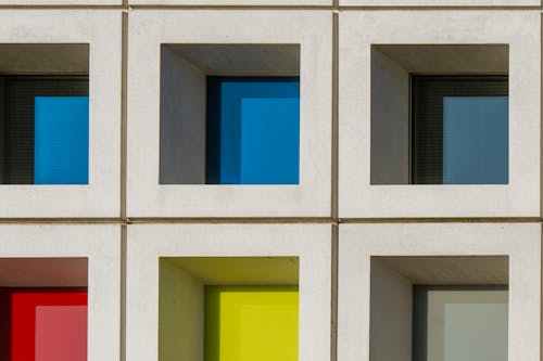 Close-up of Colorful Windows in a Modern Building
