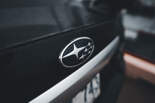 Close-up of a Subaru Logo on the Car