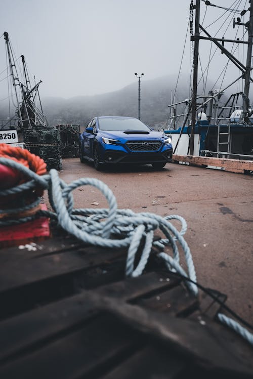 A Blue Subaru WRX Parked in the Port 