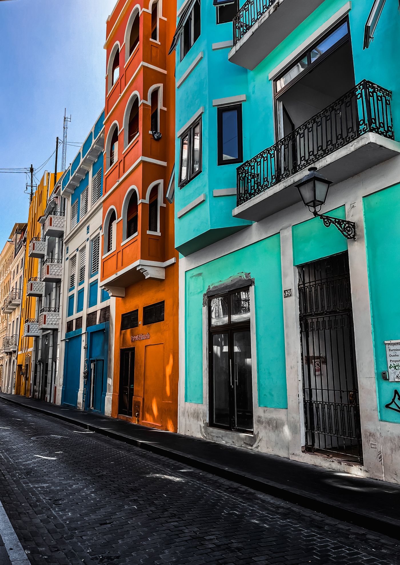 A restored colonial facade inside the walls of Old San Juan