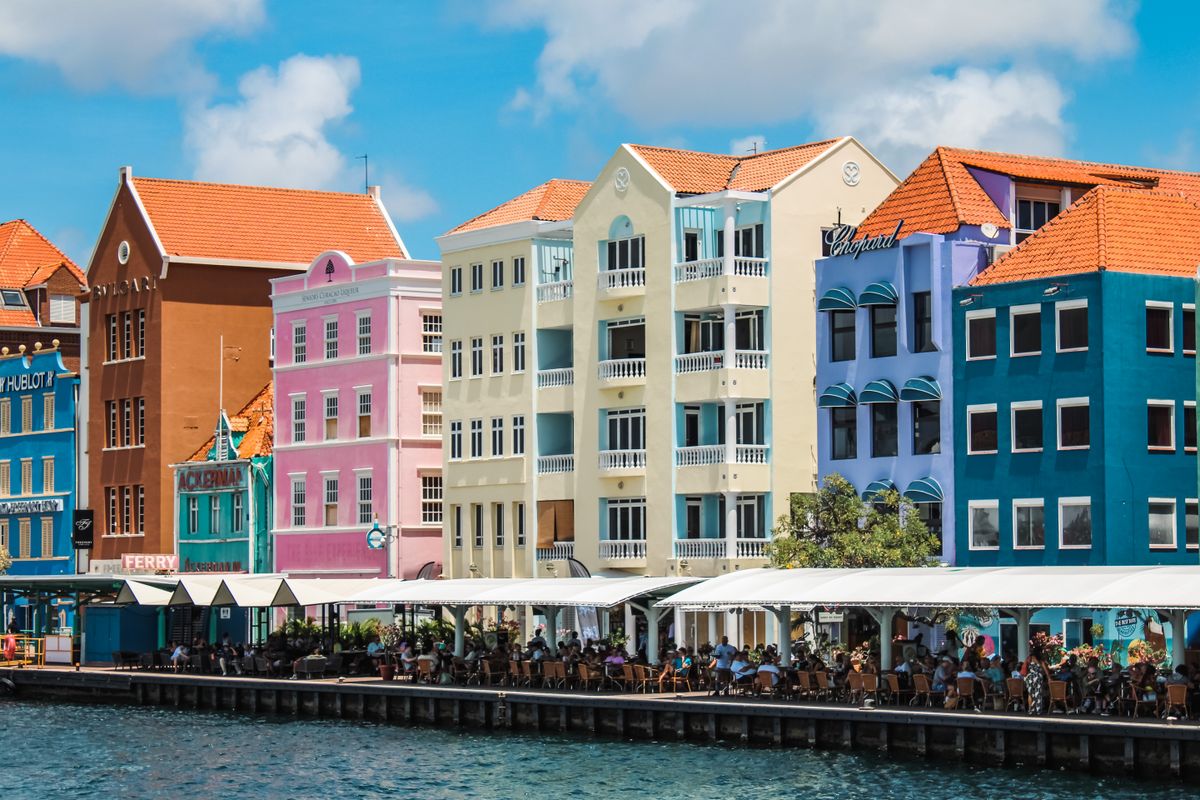 Colorful Handelskade waterfront in Willemstad