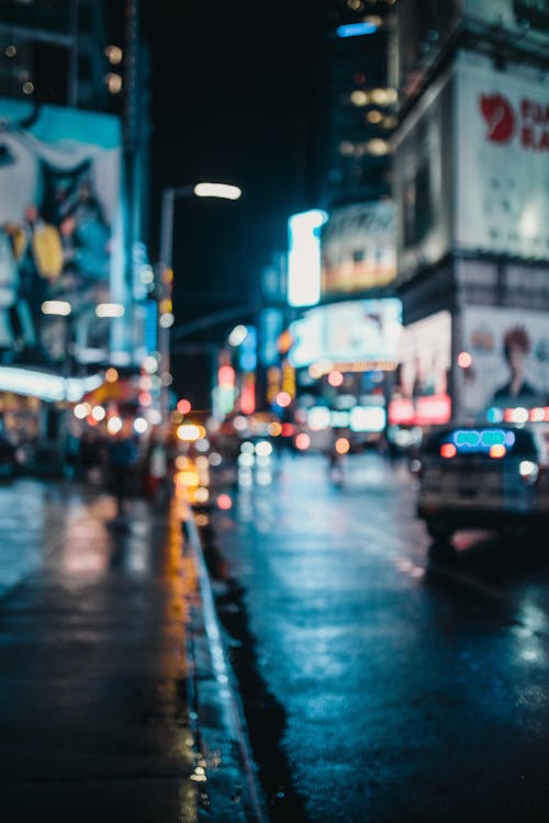 Free Blurred Shot of a City at Night Stock Photo