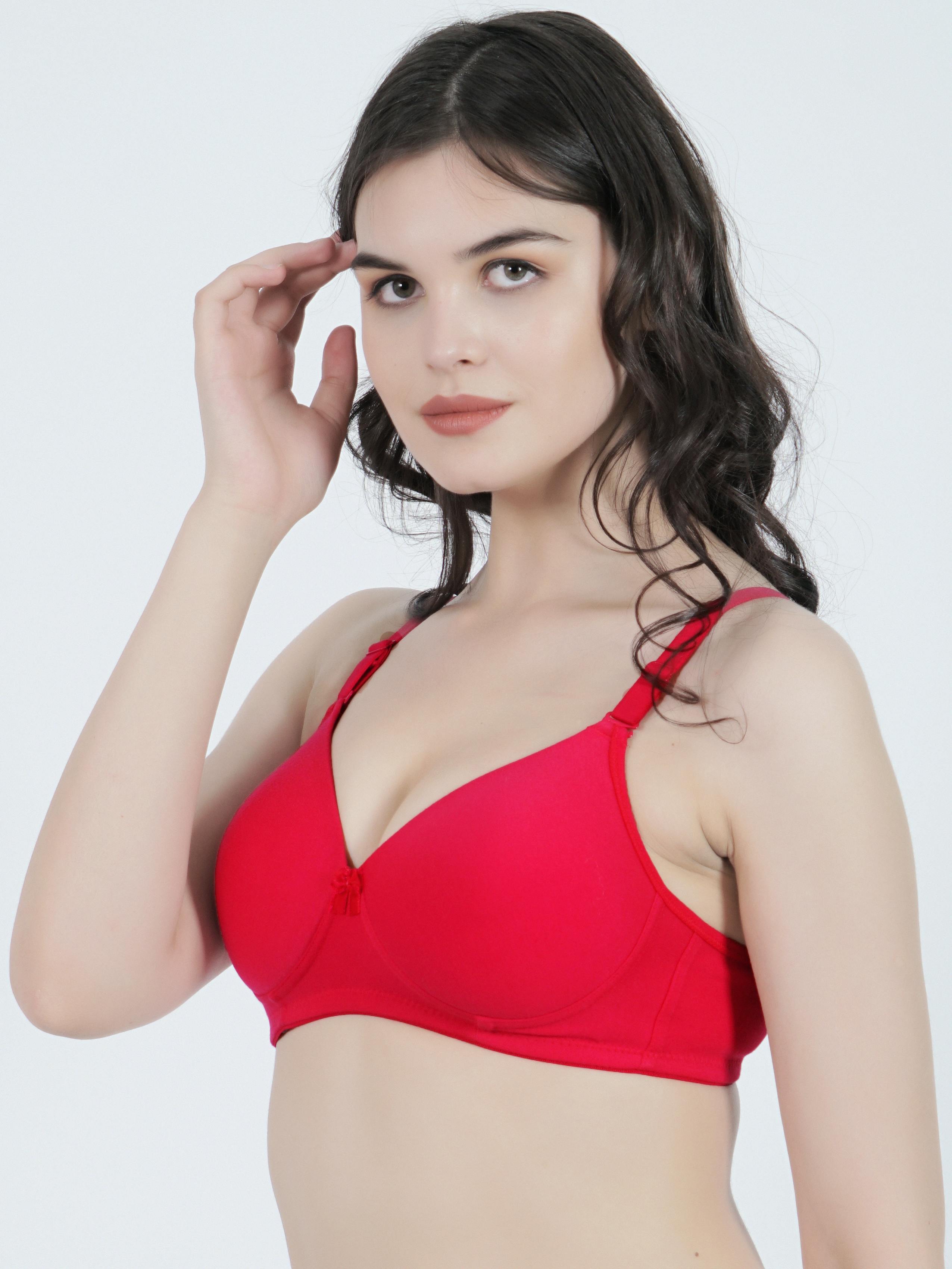 Studio Portrait of a Woman in a Red Bra · Free Stock Photo