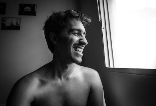 Free Grayscale Photography Of Smiling Man  Stock Photo