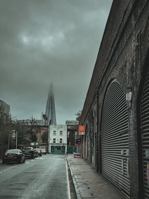 The Shard behind Street and under Cloud in London