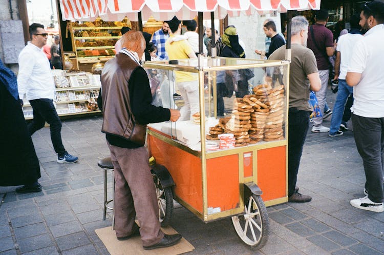 Street Bread Seller In Turkey