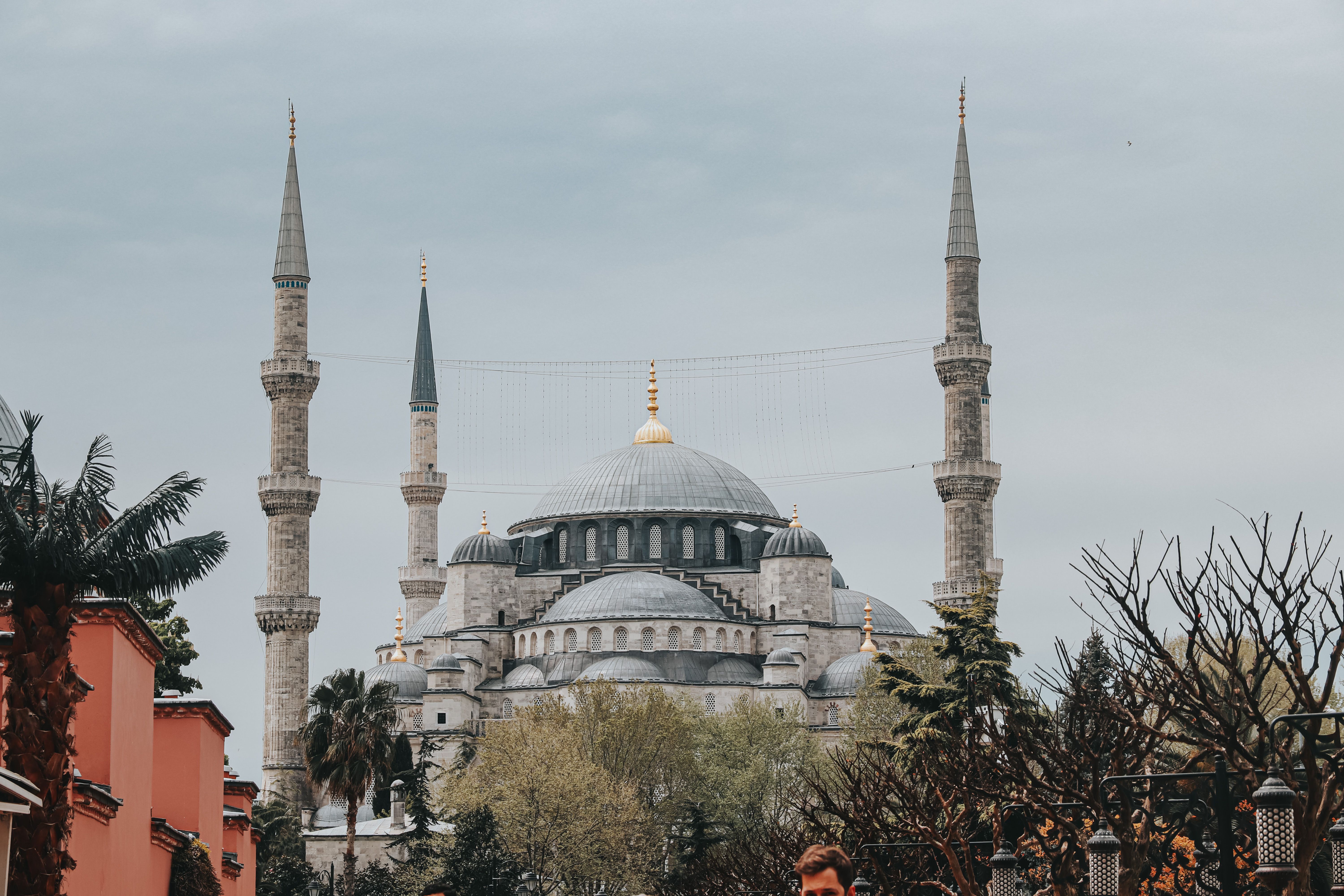 Blue Mosque facade against pavement in winter city · Free Stock Photo